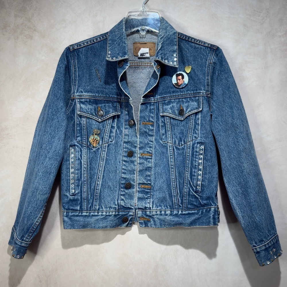 90s Upcycled Hand-Painted Denim Jacket, Dylan McKay 90210 Beverly Hills, Size 10